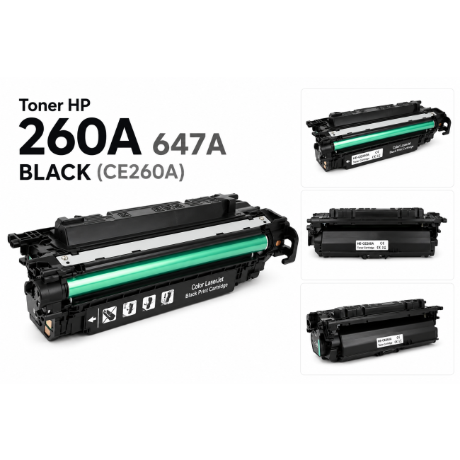 Toner HP 260A  647A BLACK do drukarek HP Color LaserJet CM4540f  CP4025n CP4525n (CE260A)